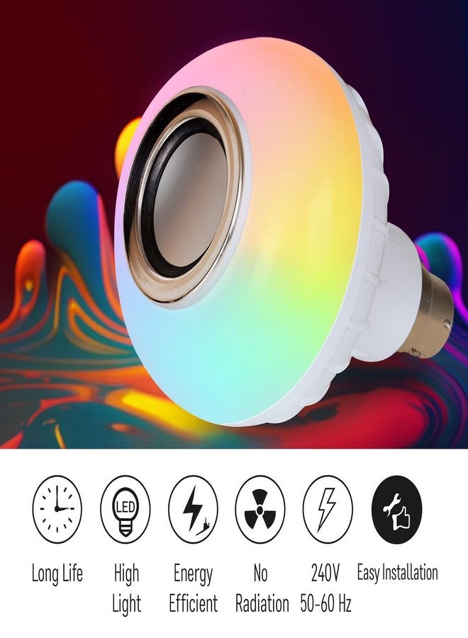 Gesto 12W Bluetooth 5.0 Music LED Bulb with Speaker | RGB Color Changing B22 Bulb with Remote | 16 Colors, Bright LED Light, Mood Lighting for Bedroom, Living Room & Home Parties - Image 2